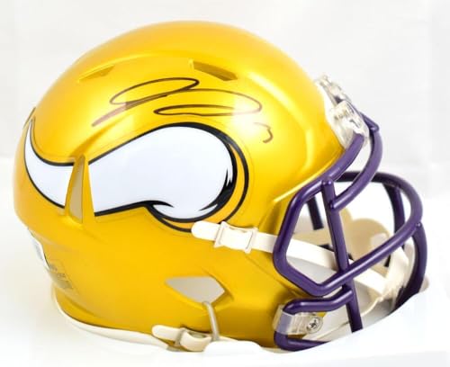 Jordan Addison Autographed Vikings Flash Speed Mini Helmet-Beckett W Holo * - Autographed NFL Mini Helmets