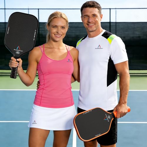 Pickleball Paddles Set of 2,Carbon Pickleball Paddle Set Pro,3K Raw Carbon Fiber Surface with High Grit and Spin,T700SC Carbon Fiber Pickle ball Rackets 16 MM,USAPA Approved,2 Covers(Black-brown 2PCS)