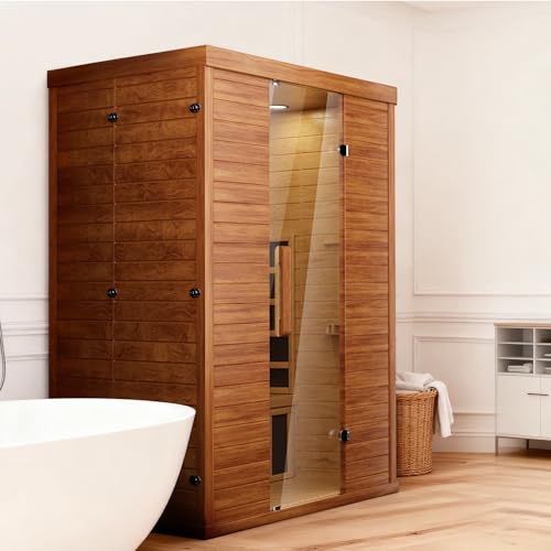 PABIMIA 2-Person Infrared Sauna, Smart App Control, WiFi & Bluetooth, Low EMF 1500W/120V LCD Heater, Indoor Home Sauna with Flame-Retardant Materials