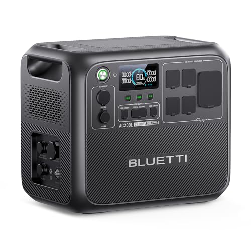 BLUETTI AC200L Portable Power Station, 2048Wh LiFePO4 Battery Backup, Expandable to 8192Wh w/ 4 2400W AC Outlets (3600W Power Lifting), 30A RV Output, Solar Generator for Camping, Home Use, Emergency