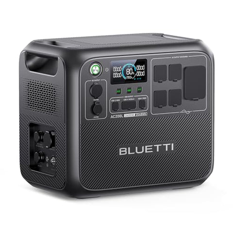 BLUETTI AC200L Portable Power Station, 2048Wh LiFePO4 Battery Backup, Expandable to 8192Wh w/ 4 2400W AC Outlets (3600W Power Lifting), 30A RV Output, Solar Generator for Camping, Home Use, Emergency