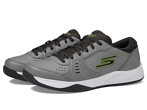 Skechers Men's Viper Court Smash Pickleball Sneaker, Grey/Lime, 9