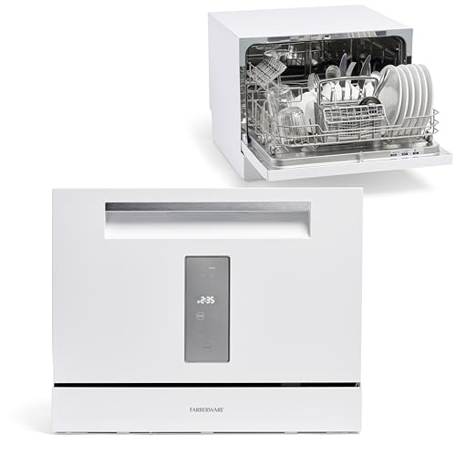 Farberware Compact 6-Place Setting Dishwasher - Portable Mini Countertop Dishwasher with 7 Wash Programs - Perfect for Small Spaces Like Apartment, Dorm, Boat, Camper/RV