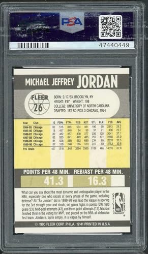 1990 Fleer Michael Jordan #26 – PSA 9 Graded (Cert #44420962) | NBA Basketball Card