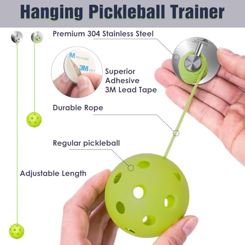 Pickleball Trainer - Continuous Rebound Pickleball Drills Enhance Reaction Time & Hand-Eye Coordination - Ideal Gift for All Skill Levels (Silver)