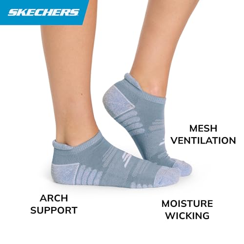 Skechers Women's 3-Pack Pickleball Low Cut Socks, Blue Combo, 9-11