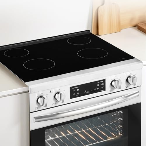 VEVOR 30in Electric Range Oven, 4.8Cu. Ft. Capacity Compact Freestanding Oven, Stainless Steel Kitchen Stove, with 4 Cooktop Burners, Easy Reach Racks, Storage Drawer, Indicator Light(No Power Cord)