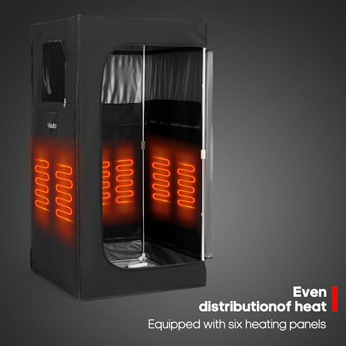 WILLOWYBE Portable Infrared Sauna for Home with 6 Heating Plates, Sauna Tent, Foot Heating Pad and LED Warm Light, Dry Infrared Sauna Box for Full Body, Personal Home Spa