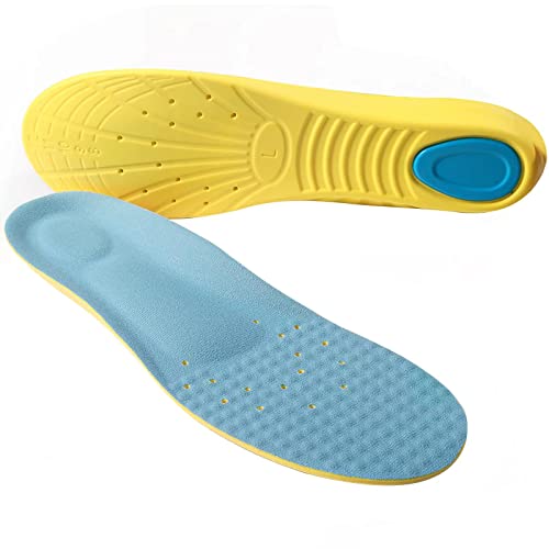 Shoes Inserts Memory Foam Insoles Shock Absorption Pain Relief Plantar Fasciitis Breathable PU Sports Foot Insoles for Men Women,1 Pair (M（Men's 6-9/ Women 7-11）)