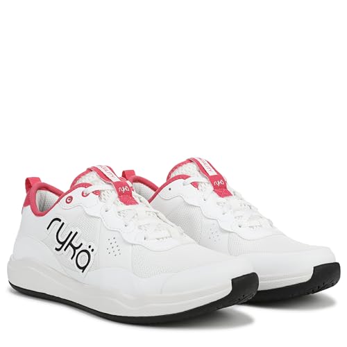 Ryka Womens Court Agility Cross Training Shoes White/Popstar Pink 8 W