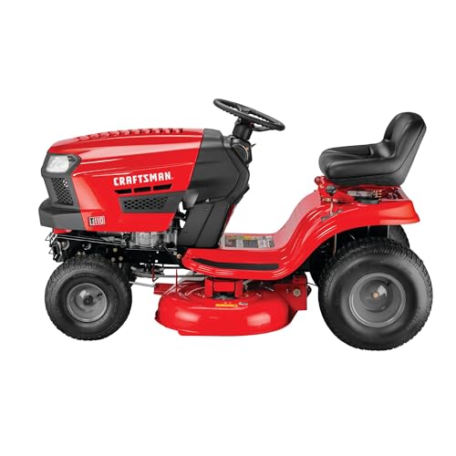 CRAFTSMAN 42" Gas Riding Lawn Mower with 17.5 HP* Briggs and Stratton Single-Cylinder Engine, Gas Lawn Tractor with 7-Speed Transmission, Red/Black (13AN77XSA93)