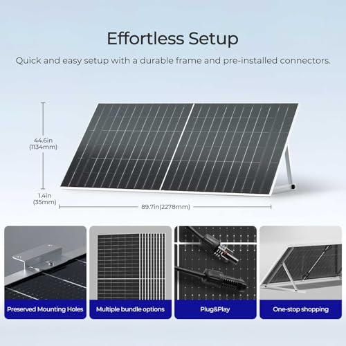 Renogy 1180W Solar Panels 2pcs 590 Watt N-Type Bifacial Solar Panel Monocrystalline 16BB 25% High Conversion Efficiency for Homes Roof Top RV Boat Camping Black