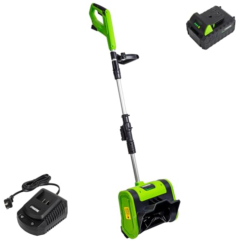 Cordless Snow Shovel, 20V Battery Powered Snow Blower, Lightweight Electric Snow Thrower with Adjustable Handle, Directional Plate, Perfect for Patios, Decks, Walkways, and Driveways (10 INCH)