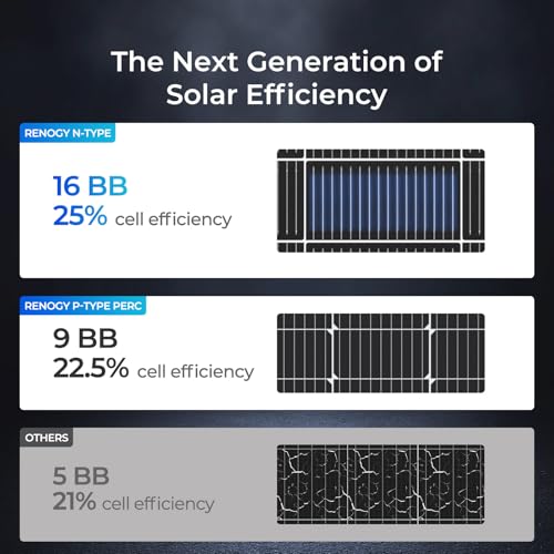 Renogy Solar Panels 200 Watt N-Type, 24 Volt 200W Solar Panel 16BB 25% High-Efficiency Solar Cell, 24V PV Module Power Charger for Class B Van RV Marine Cabin Roof Home Farm