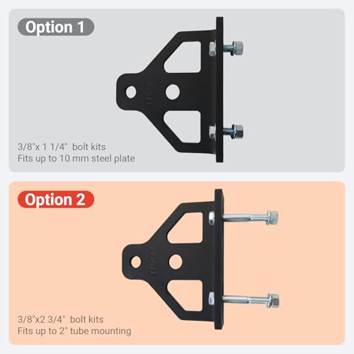 REDTEE Heavy Duty Zero Turn Lawn Mower Hitch-8mm Thick Steel, Bolt on Trailer Hitch, Universal Fit for 2.5"-5.0" Hole Centers, Versatile Chain Slot Design, 2" Hitch Ball & Bolt Hardware Included
