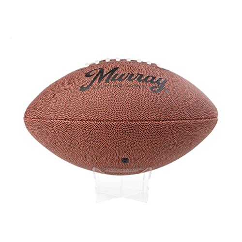 Murray Sporting Goods Autograph Football with Stand - Two White Panels Signature Ready Display Trophy Case Signable Regulation Size Full 12 Inch 3.0