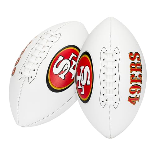 Franklin Sports NFL San Francisco 49ers Autograph Football - Official Size White Panel Souvenir Football for Autographs + Signatures - NFL Team Fan Shop Memorabilia Ball for Display