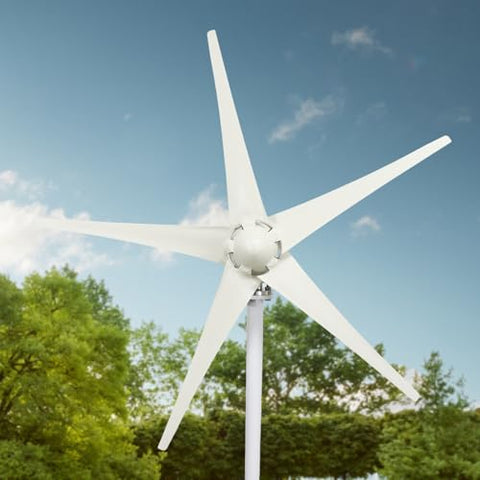 diowewea Wind Turbine 1200W 12V, Wind Turbine Generator Kit with 5 Blades, High Efficiency, Powerful Generator, Easy to Install Industrial Wind-Power Generator White