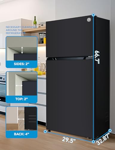 Commercial Cool 20 Cu. Ft. Top Mount Refrigerator with Ice Maker, 2-Door Refrigerator with Top Freezer, Freezer with Icemaker and Adjustable Temperature Control, Energy Star Certified, Black