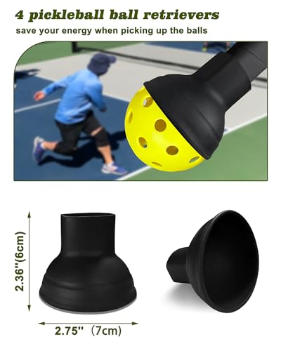 NQV Half Court Pickleball Net Set - 10FT Net+4 Wood Paddles+8 Balls+4 Ball Retrievers+1 Court Marking Kit+1 Bag, Pickleball Kit for Driveway Adults Beginners Pros