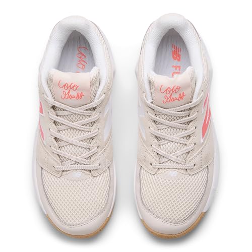 New Balance Women's Coco Delray V2 Hard Court Tennis Shoe, Bisque/Urgent Red, 8 M