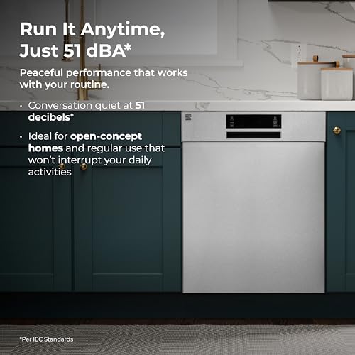 Kenmore 22-14595 24" Built-In Dishwasher - UltraWash, SmartWash, Sanitize Rinse, SmartDry and Leak Detection - 14 Place Settings - 51 DBA - ENERGY STAR Certified - 24" - Stainless Steel
