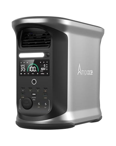 AMPACE Andes 1500 Power Station 2400W(Surge 3600W) Solar Generator, 1462Wh Solar Power Station, 1800W A-Boost Fast Charging, APP Control, Emergency Power for Home, Camping, Outdoor Battery Backup