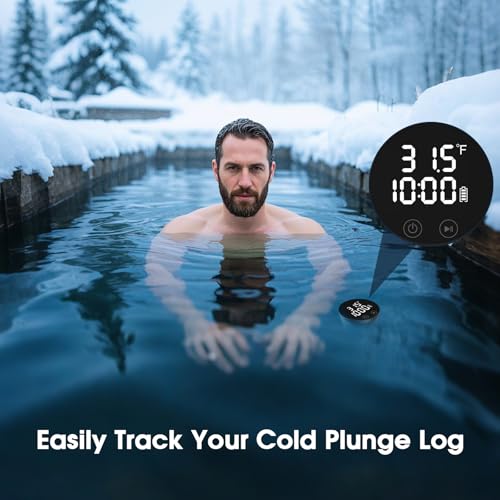 Ice Bath Water Thermometer and Timer,LED Large Backlit Cold Plunge Thermometer,IPX68 Waterproof Floating,USB & Solar Charging,for Hot Tub & Ice Bath Tubs,Included USB Cable Included
