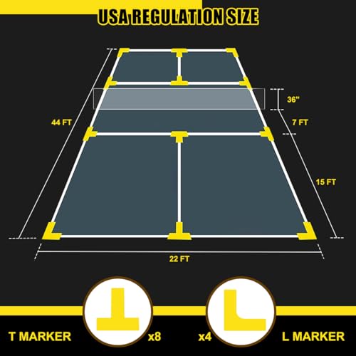 Losbenco Portable Pickleball Net with Wheels - 6-in-1 Adjustable Height Metal Frame Mesh, Standard Size 22FT, Pickleball, Tennis, Volleyball, Football Backyard Outdoor Game Net for Adults and Kids