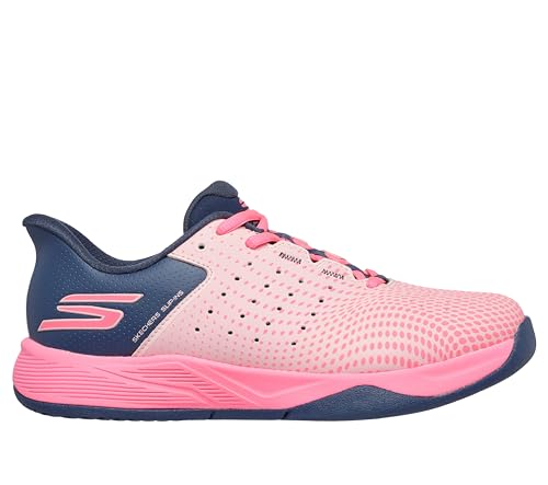 Skechers Women's Viper Court Reload Hands Free Slip-Ins Pickleball Sneaker, Pink/Gray, 5.5