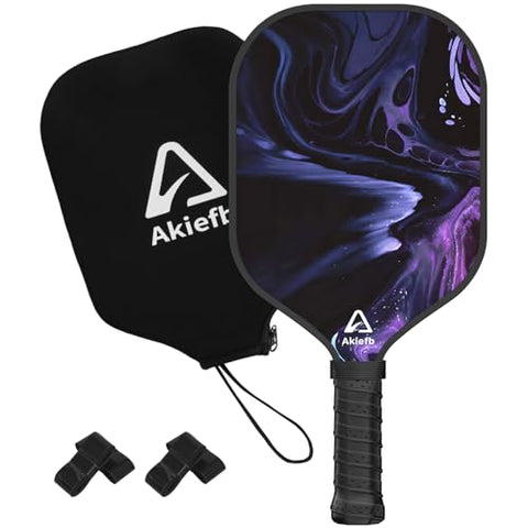 Akiefb Pickleball Paddles, T300 Carbon Fiber Pickleball Paddle with 4 Grip Tapes and a Carry Bag,14mm Polypropylene Honeycomb Core,Ideal Pickleball Training Equipment for Beginners (Starry Sky)