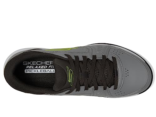Skechers Men's Viper Court Smash Pickleball Sneaker, Grey/Lime, 9