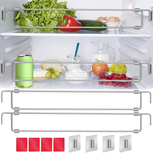 Eudaemiles 2 Pack RV Fridge Bars, Refrigerator Tension Rods, 12.44"-22.63" Adjustable, Stainless Steel RV Fridge Accessories for Camper Refrigerator, Kitchen, Cupboard, Bookshelf