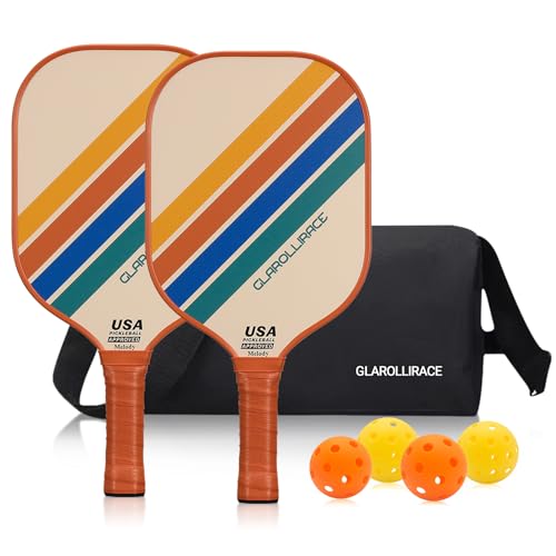 Pickleball Paddles Set of 2 Pickleball Rackets,USAPA Approved Pickleball Set of 2 Pickle Ball Paddles,Fiberglass Surface & PP Honeycomb Core,Breathable Handle,4 Indoor & Outdoor Balls,1 Duffel Bag