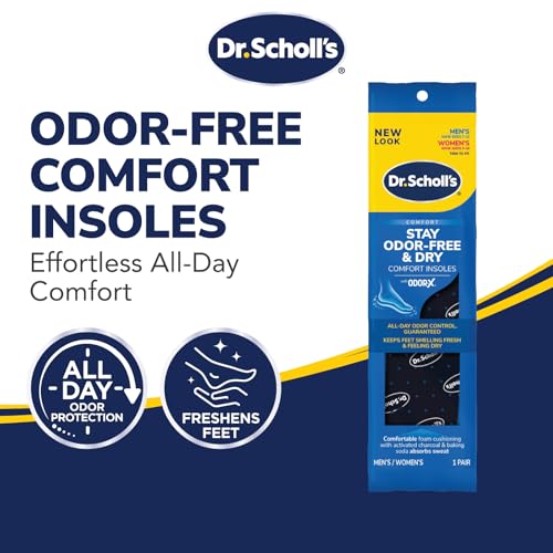 Dr. Scholl's® Stay Odor-Free & Dry Comfort Insoles with Odor-X®, Unisex Inserts, 1 Pair, Full Length Trim to Fit Men's Shoe Sizes (7-13) and Women's Shoe Sizes (5-10)