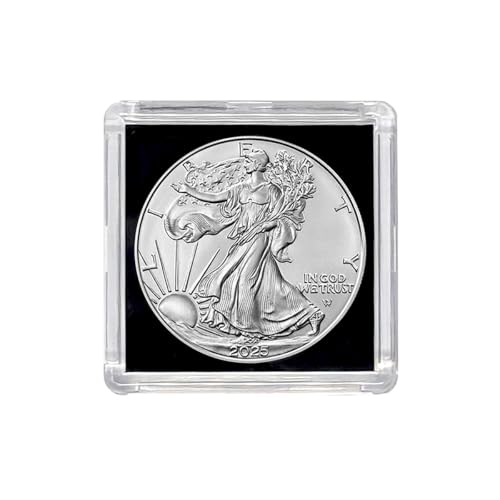 2025 American Silver Eagle .999 Fine Silver with Black Background Snap Tight Square Holder Dollar Uncirculated US Mint