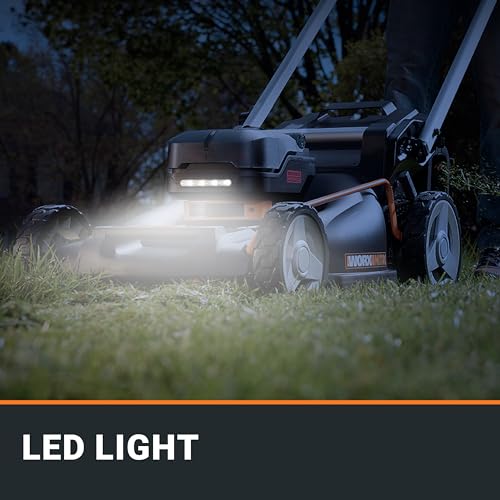 WORX Nitro 21" Cordless Lawn Mower, Electric Mower with Variable Speed, Self-propelled Lawn Mower with Aerodeck & Intellicut, 2 × 5.0 Ah Batteries & Charger Included, WG760