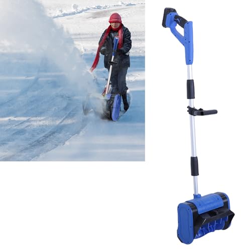 NOENNULL Cordless Snow Shovel, 12 Inch 500W Electric Snow Shovel with Nylon Roller Brush, Aluminum Telescopic Pipe Snow Removal Shovel with 30.5cm Clearing Width 4000mAh Li Battery for
