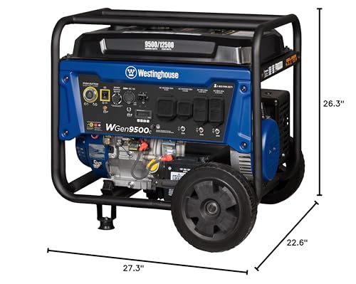 Westinghouse 12500 Peak Watt Home Backup Portable Generator, Remote Electric Start with Auto Choke, Transfer Switch Ready, Gas Powered, CO Sensor