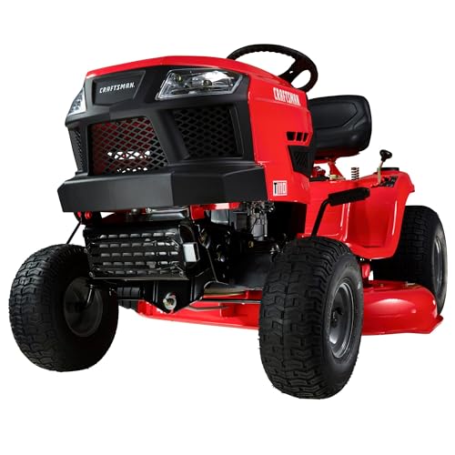 CRAFTSMAN 42" Gas Riding Lawn Mower with 17.5 HP* Briggs and Stratton Single-Cylinder Engine, Gas Lawn Tractor with 7-Speed Transmission, Red/Black (13AN77XSA93)