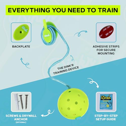 Dink’r Pickleball Trainer – Fun & Easy Way to Play Anytime, Anywhere | Practice at Home | Great Gift for Beginners, Families & Pickleball Fans | No Partner Needed, Under The Cost of One Court Rental