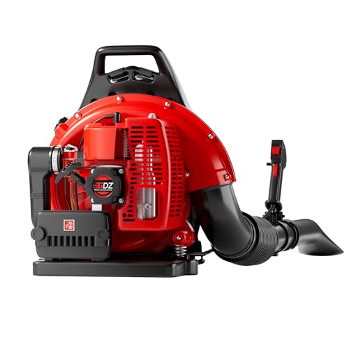 TDH Gas Backpack Leaf Blower, 2-Stroke Handheld Snow Blower with 665 CFM & 205 MPH High Power for Commercial Lawn Care, Yard Debris & Snow Removal,Red