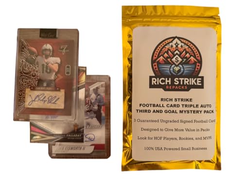 Rich Strike Football Card Triple Auto Third and Goal Mystery Pack. 3 Guranteed Autograph Football Cards.