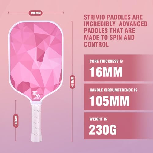 Strivio Pickleball Paddles Set of 2, Light Weight T700 Carbon Graphite Pickleball Paddles with 4 Balls and 1 Table Tennis Bag for Beginners & Pros