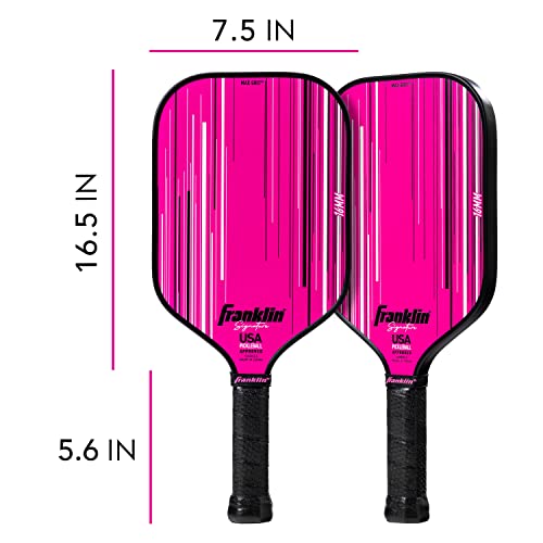 Franklin Sports Pro Pickleball Paddles - Signature Series Pro Paddle with MaxGrit Surface - USA Pickleball (USAPA) Tournament Approved - 16mm Polypropylene Core - Pink