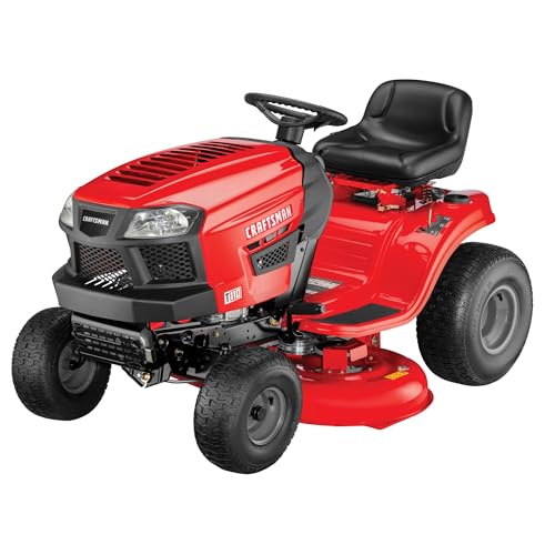 CRAFTSMAN 42" Gas Riding Lawn Mower with 17.5 HP* Briggs and Stratton Single-Cylinder Engine, Gas Lawn Tractor with 7-Speed Transmission, Red/Black (13AN77XSA93)