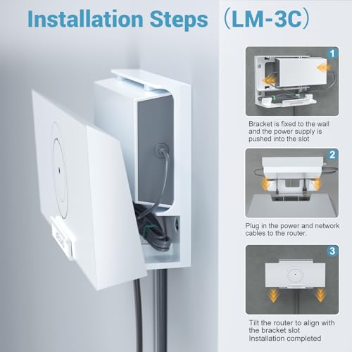 Star-Link Gen 3 Router Mount, All-in-One Star Link Standard V3 Router Wall Mounting for Starlink V3 Mesh Router & Gen3 Power Supply, Space-Saving Bracket Mount Kit- LM-3C