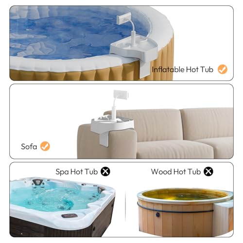 Spa Gift Set - Hot Tub Tray with Adjustable Phone Holder, Hot Tub Accessories, Perfect for Relaxation in Inflatable Hot Tub/Pool, Unique Gifts for Her, Women, Mom(Scented Candle & Card)