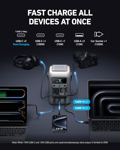 Anker SOLIX C300 DC Power Bank Station and 60W Solar Panel, 288Wh Portable Power Station, LiFePO4 Battery, 300W Solar Generator, for Outdoor, Camping, Traveling, and Emergencies