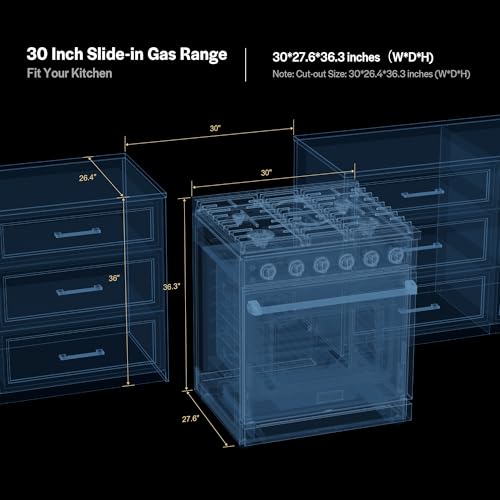 Empava ProStyle 30" Gas Range: True Convection, 18K BTU Power Burner & 4.55 Cu. Ft.Oven, Freestanding/Slide-in Stainless Steel Stove, CSA Certified